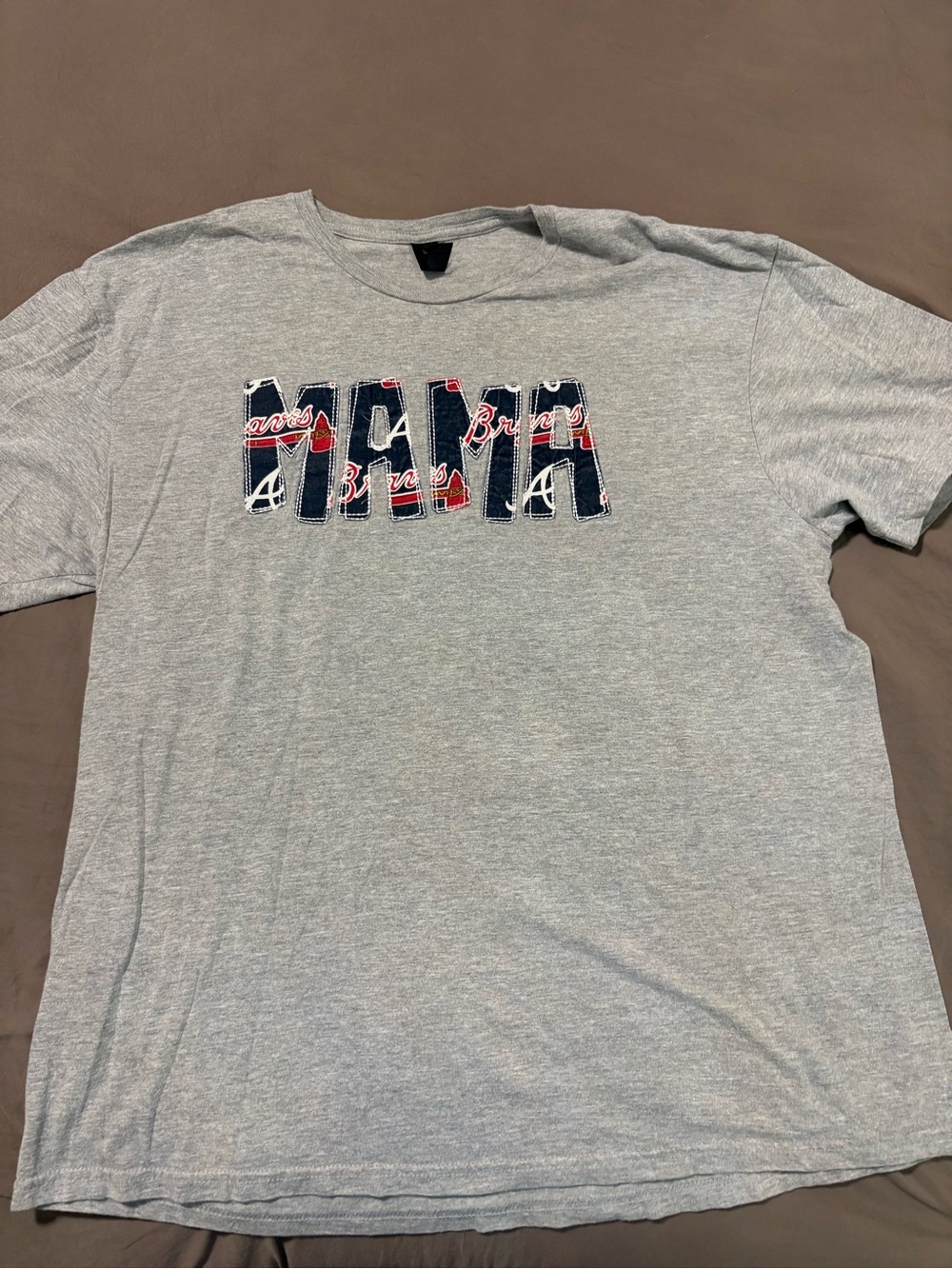 Womens Gray Atlanta Braves Graphic T-Shirt with Navy embroidery